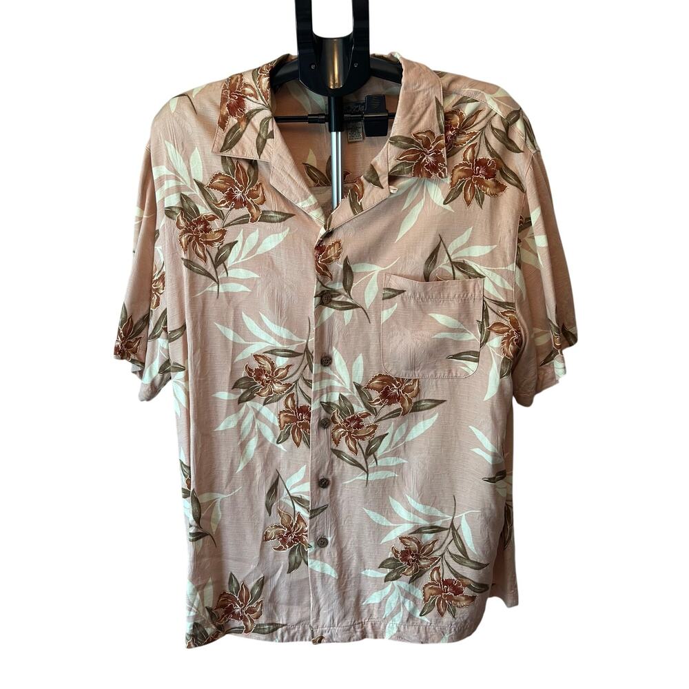 Vintage Havana Camp‎ Shirt Men XL Peach Orchid Rayon Hawaiian Boho Streetwear
